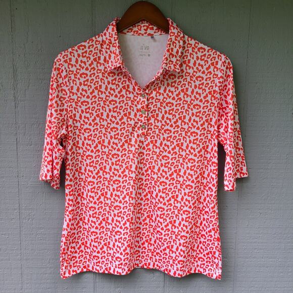 Nivo Cheetah Animal Print SS Half Polo Tee Large - Picture 1 of 10